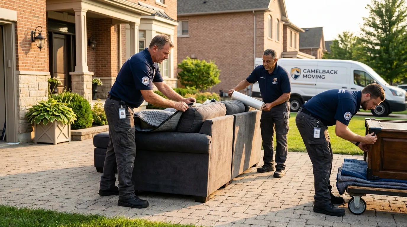 Large estate moving crew wrapping furniture in Fort Lauderdale, FL