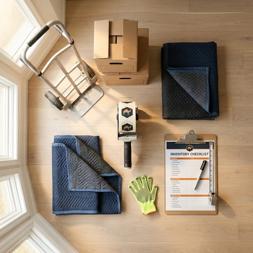 Professional moving supplies and packing materials layout for Fort Lauderdale residential relocations